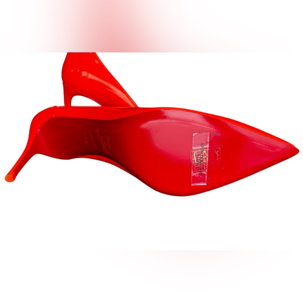 Neon orange Christian Louboutin Sporty Kate 85 (low heel) - Picture 10 of 13